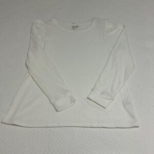 CATO Women's White Waffle Knit Top Sz 18/20